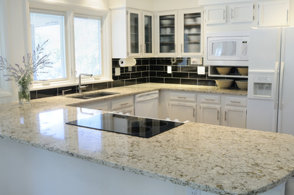 black ceramic tile backsplash