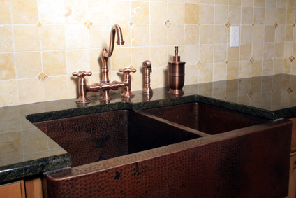 hammered copper kitchen sink