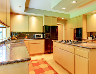 kitchen soffit with light over island, soffit light shining down