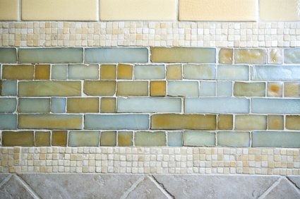 glass and stone tile backsplash
