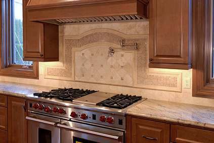 stone backsplash round top design